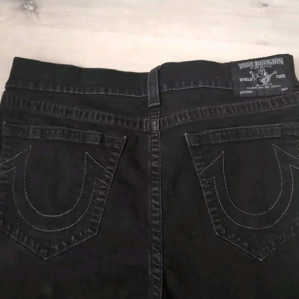 True Religion Jeans Mens 38 Black Slim Drop Rise Denim Sturdy Jeans